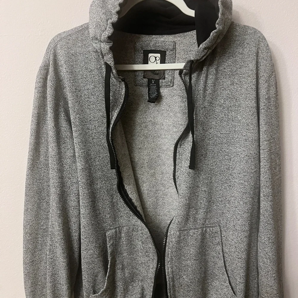 Vintage OP Gray Full-Zip Sweater with Hood 310